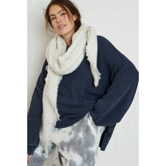 ANTHROPOLOGIE SATURDAY SUNDAY Indigo Blue Aliana Waffle Knit Pullover Size XS - Picture 2 of 10